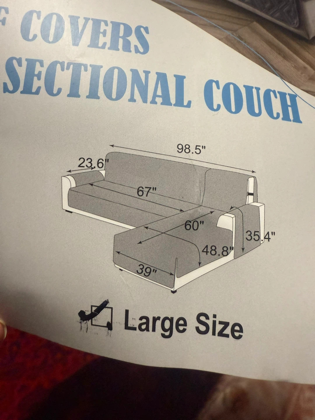 Waterproof L-Shaped Sectional Couch Cover - Large, Navy Blue) - photo 5