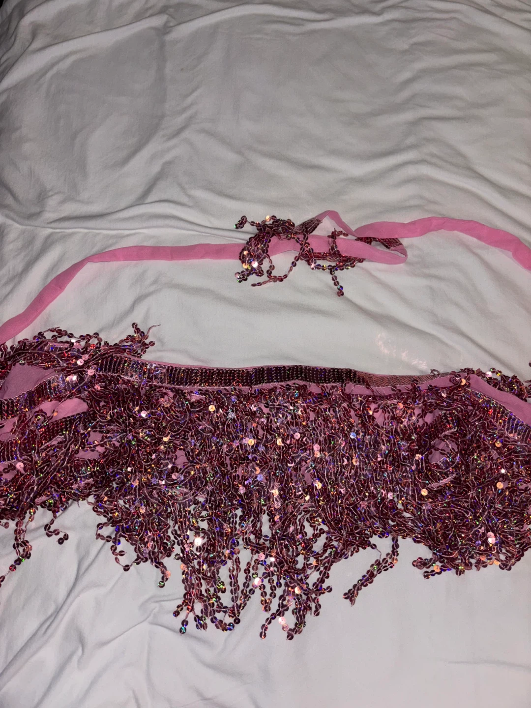 Pink Sequin Tassel Belly Dance Hip Scarf - photo 2