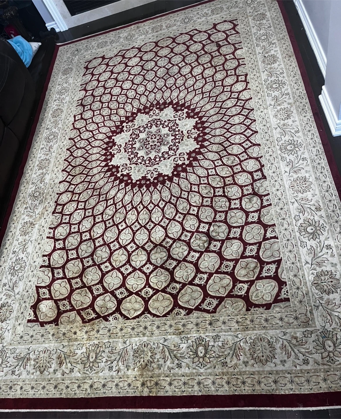 Large Oriental Area Rug - Red and Cream