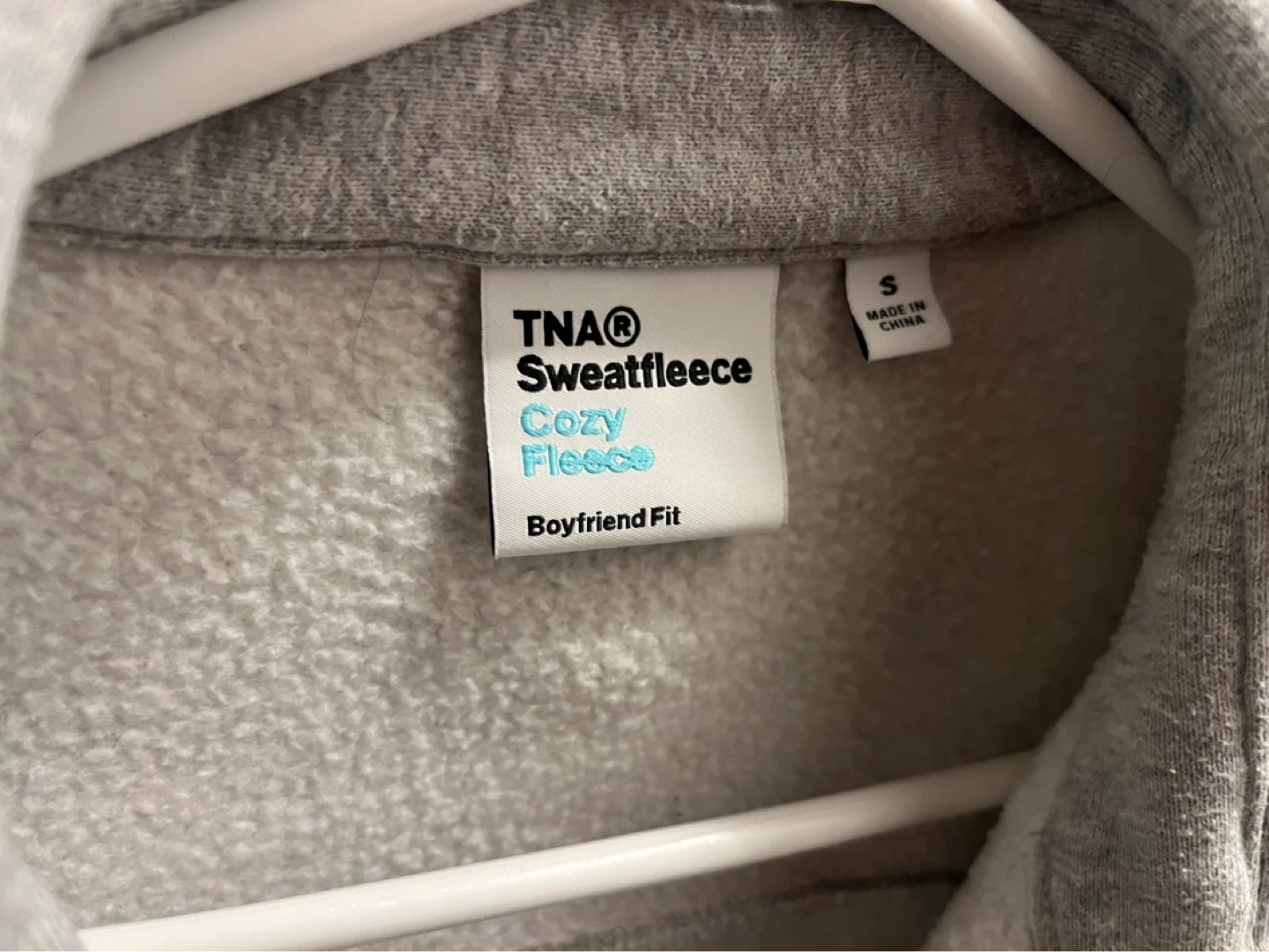 TNA Cozy Fleece Boyfriend Fit Shirt Grey Size S - photo 2
