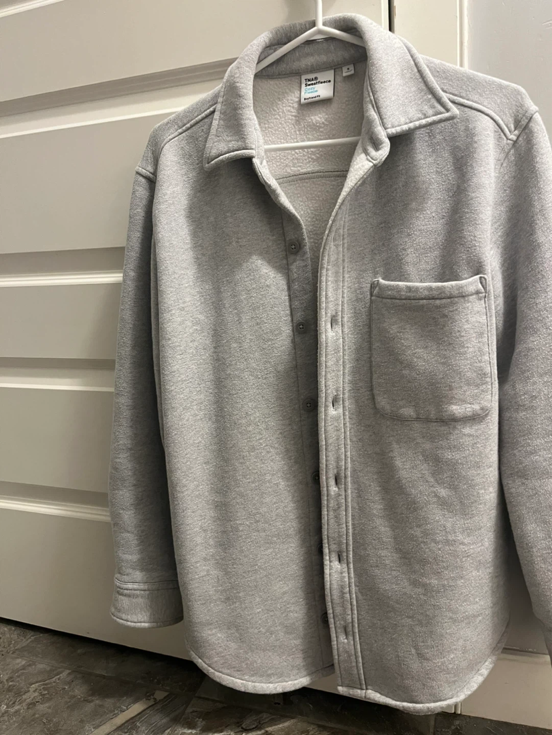 TNA Cozy Fleece Boyfriend Fit Shirt Grey Size S