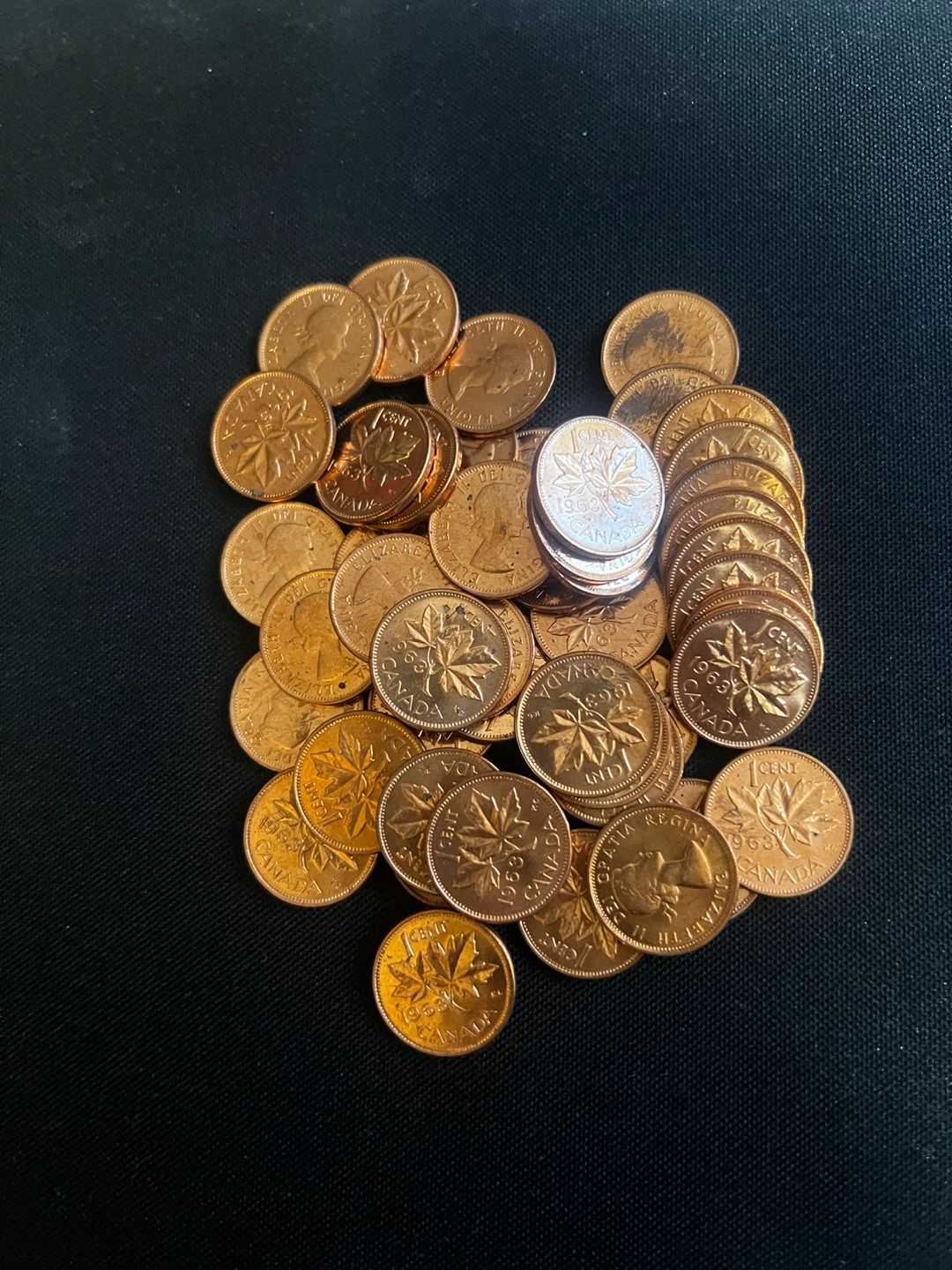 Canadian 1 Cent Coins (Pennies) - 1963