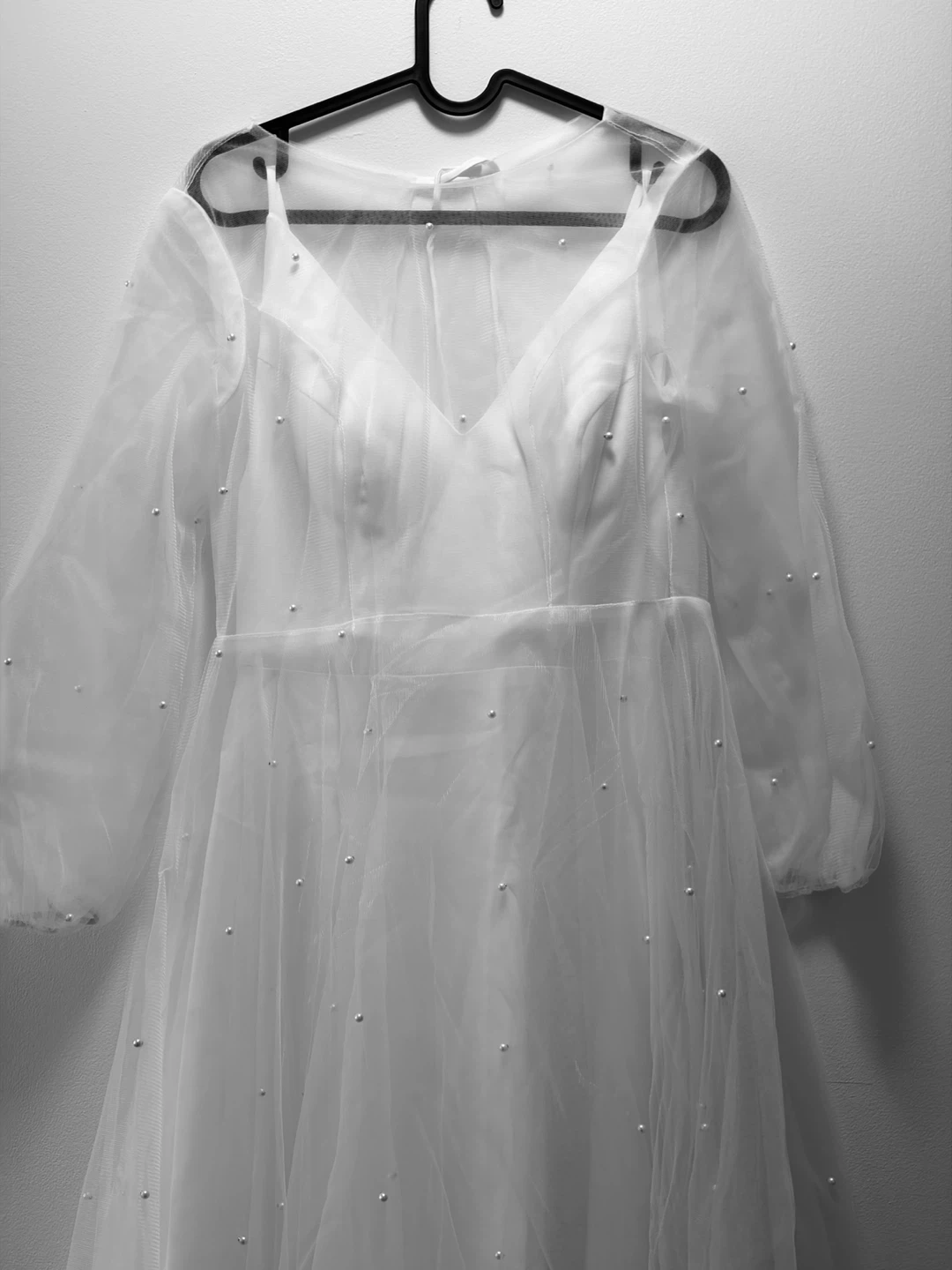 White Tulle Gown with Pearl Embellishments - photo 3