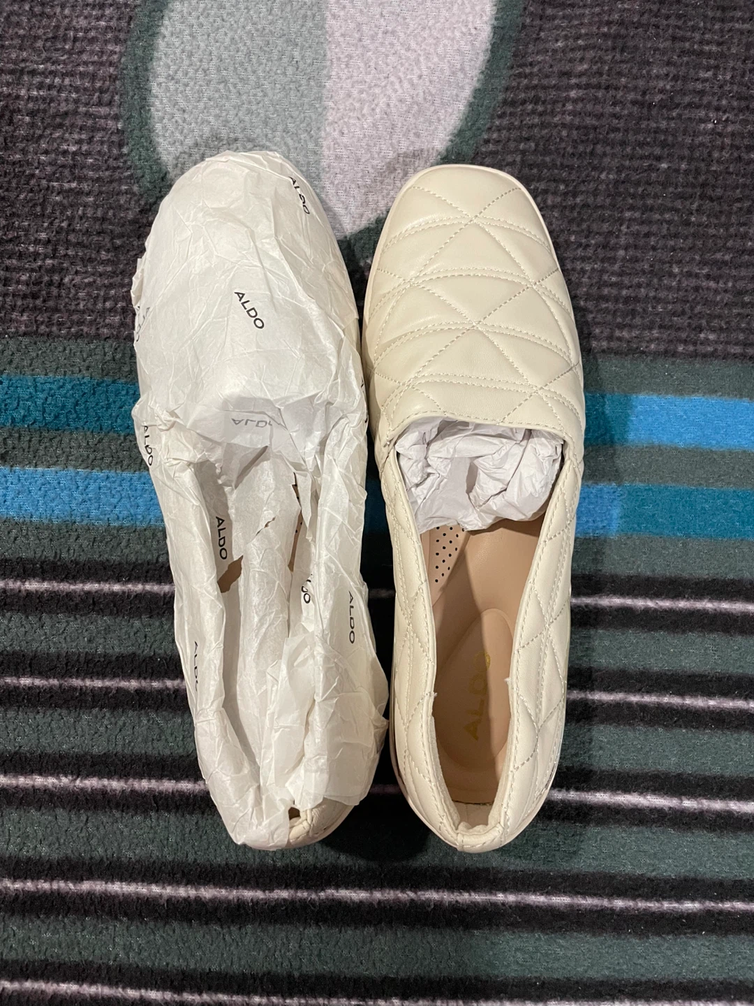 ALDO Women's Quilted Slip-On Loafers Cream Size 9
