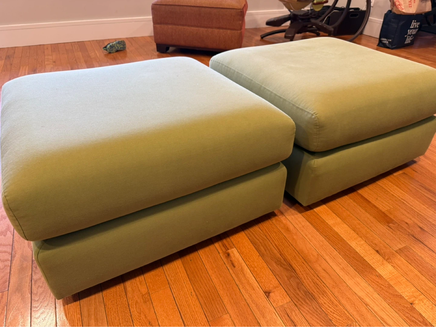 Set of 2 Crate & Barrel Square Upholstered Ottomans - photo 2