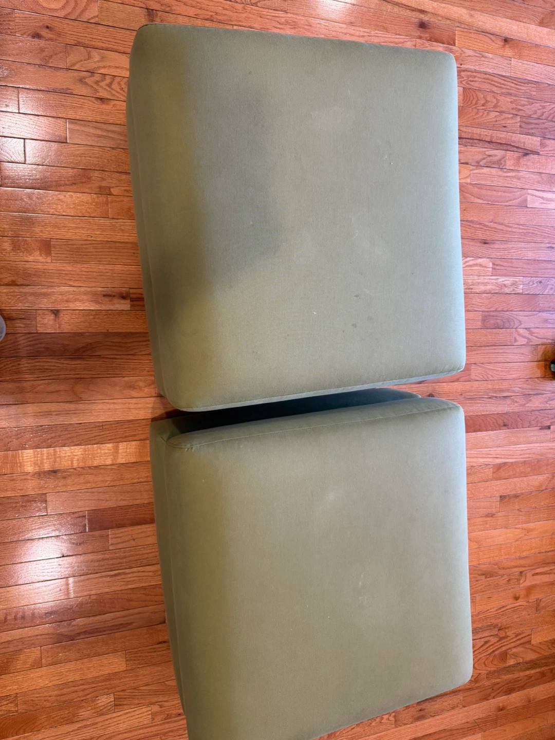 Set of 2 Crate & Barrel Square Upholstered Ottomans