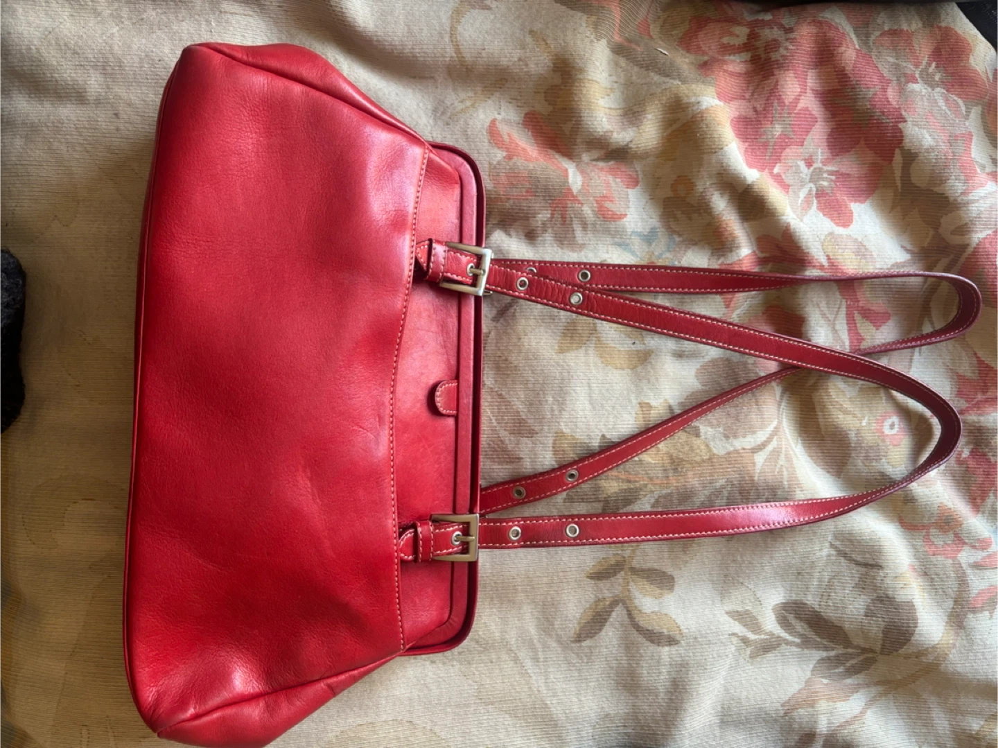 Tignanello Red Leather Shoulder Bag