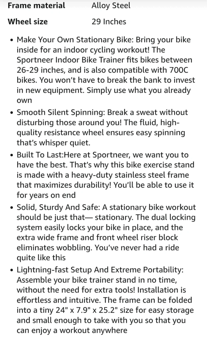 Sportneer Indoor Bike Trainer - photo 2