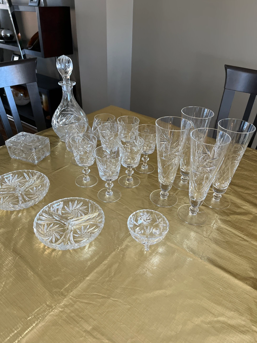 Pinwheel Crystal Glassware Set with Decanter and Serving Dishes - photo 5