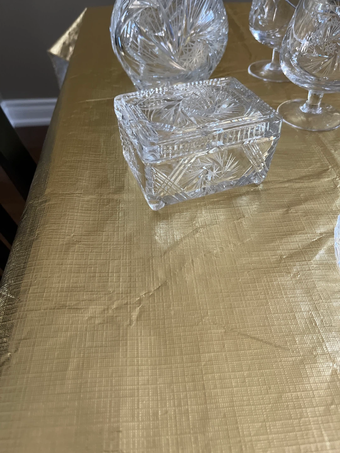 Pinwheel Crystal Glassware Set with Decanter and Serving Dishes - photo 4