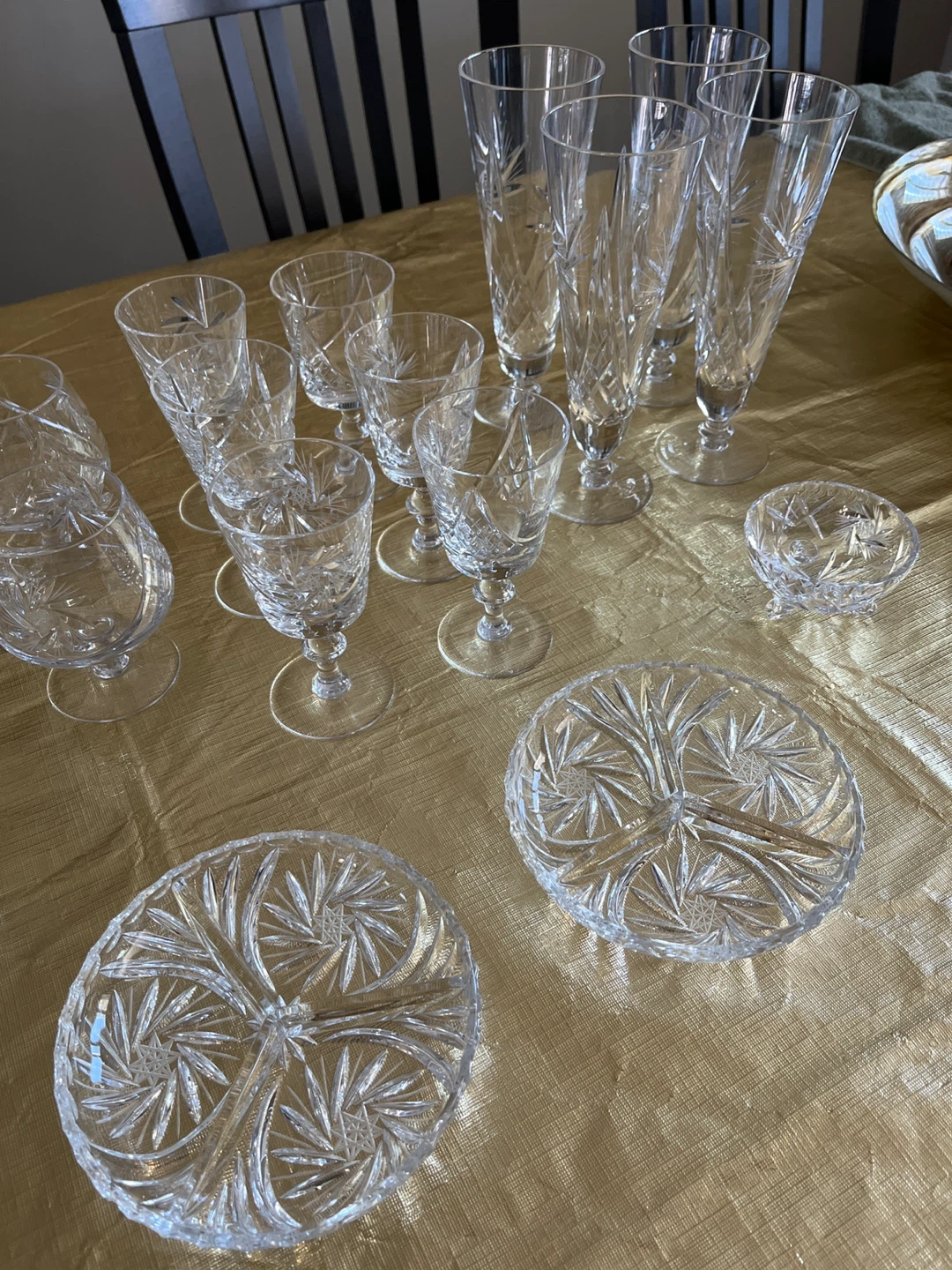 Pinwheel Crystal Glassware Set with Decanter and Serving Dishes - photo 3