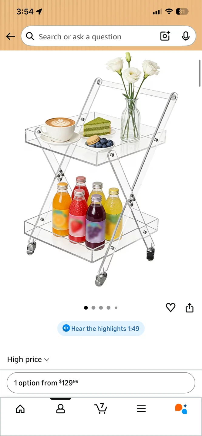 Acrylic Bar Cart