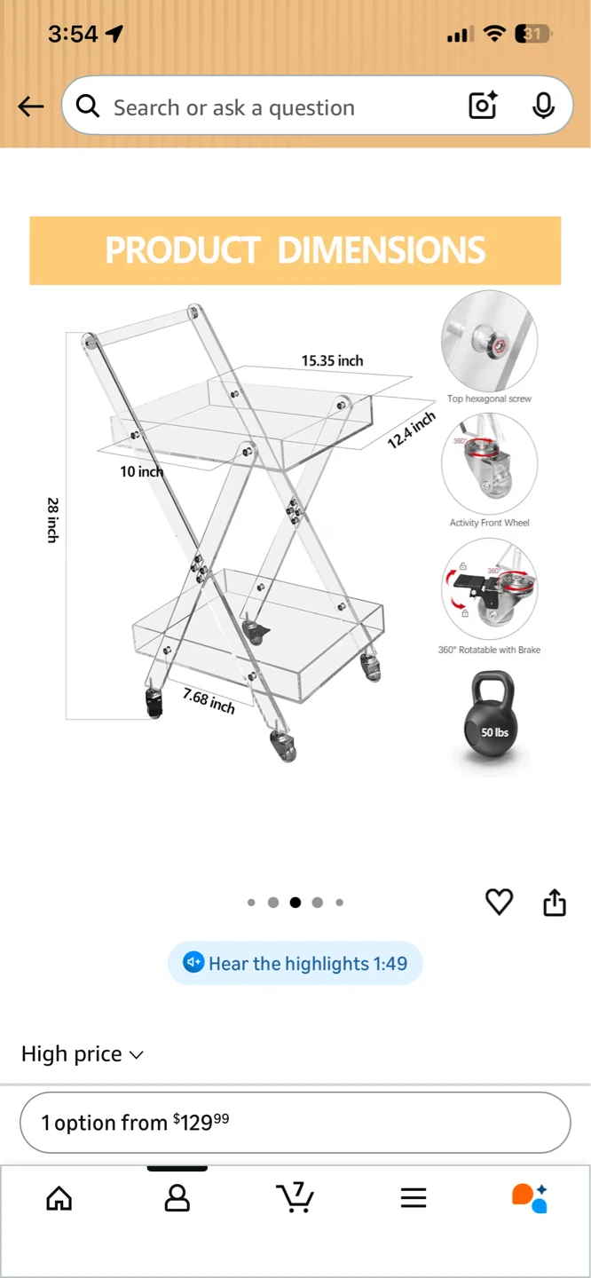 Acrylic Bar Cart - photo 2