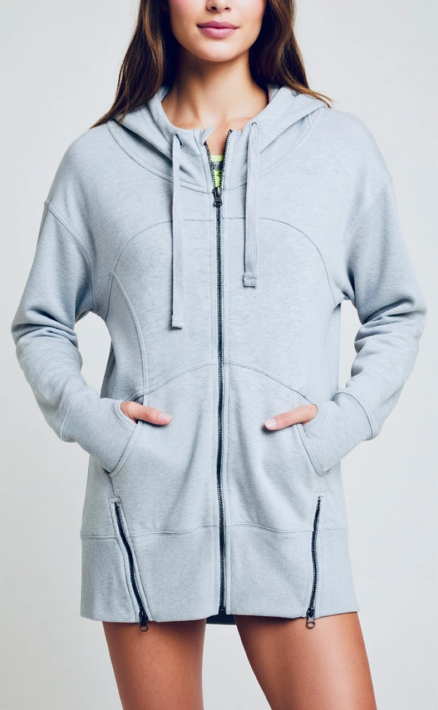 Zella Light Blue-Grey Full Zip Hoodie