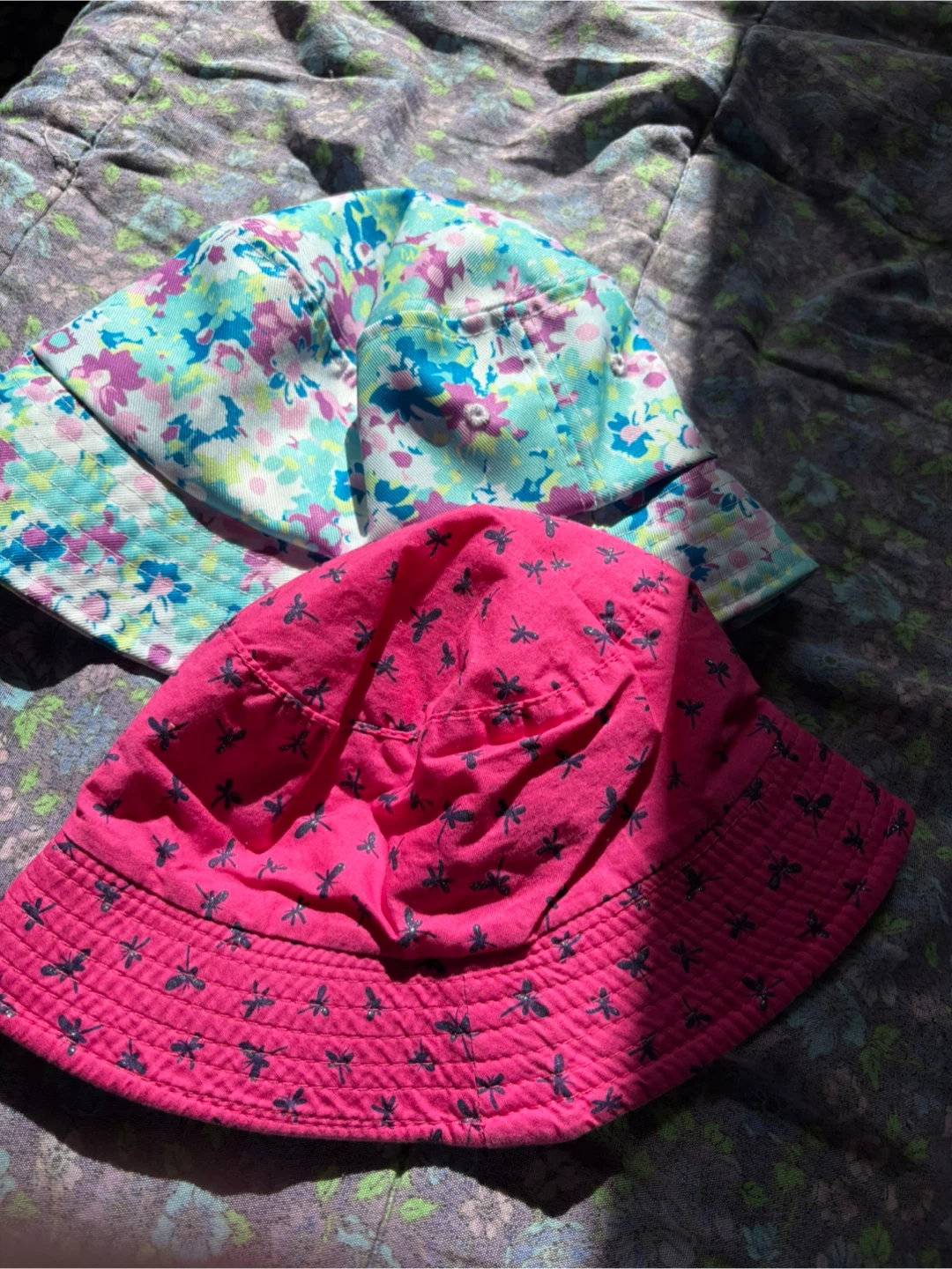 Two Kids Bucket Hats - Floral & Dragonfly Prints