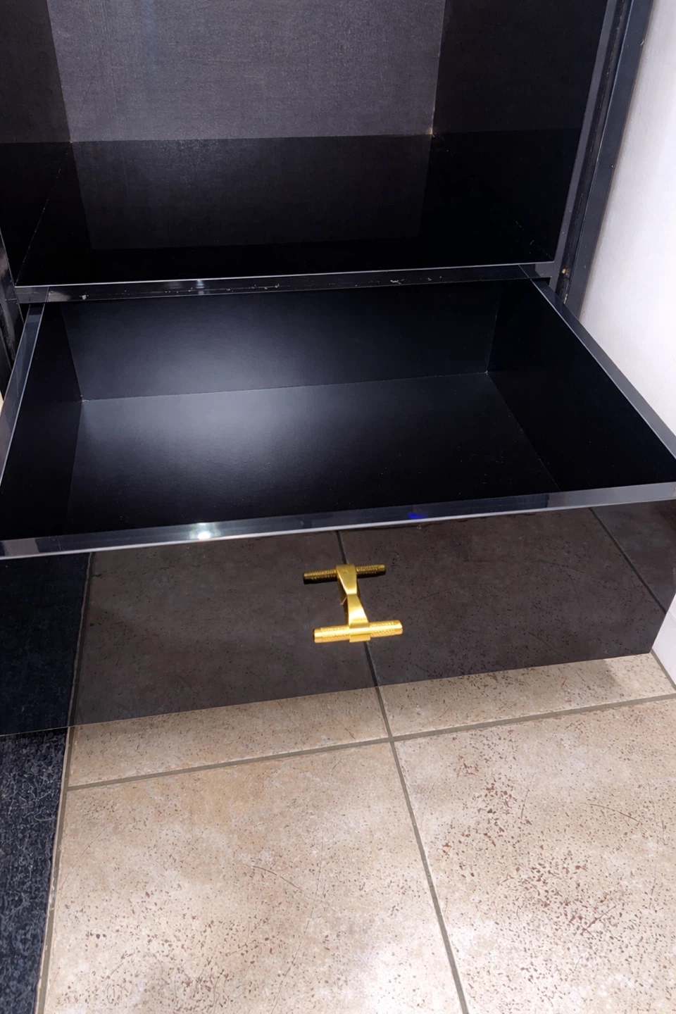 Black Glossy Storage Cabinet with Drawers - photo 2