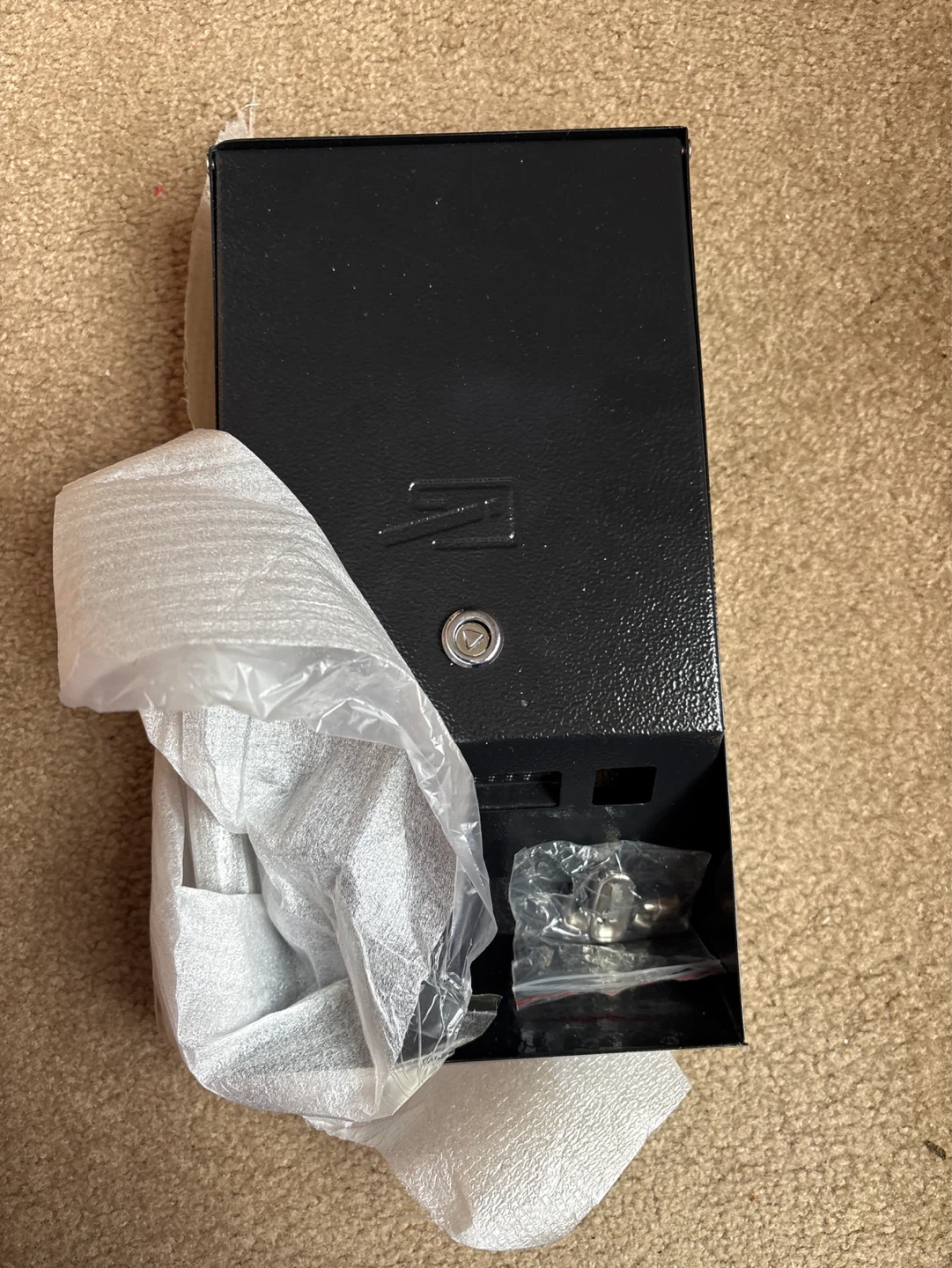 Black Metal Lock Box with Key