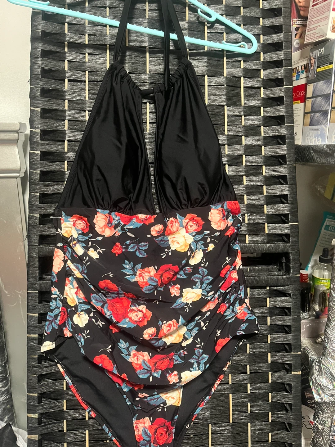 Women's Black Floral One-Piece Swimsuit - photo 2