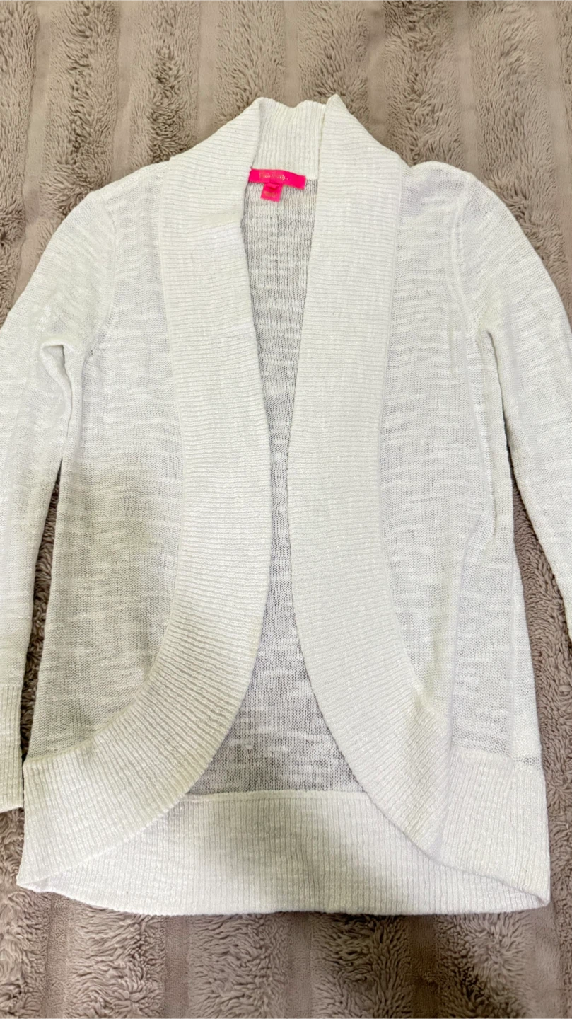White Open Front Cardigan
