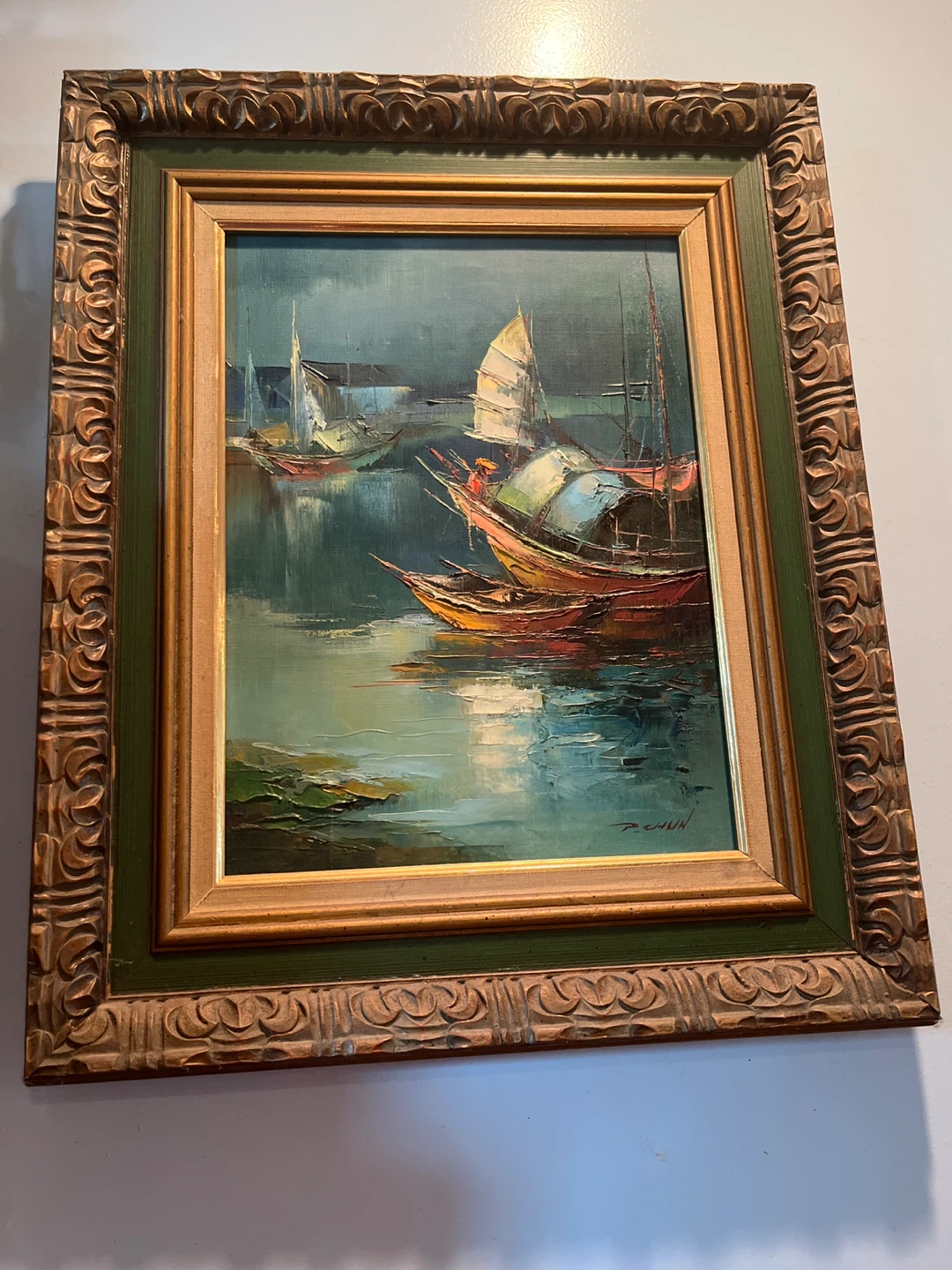 Original Painting - Boats in Harbor