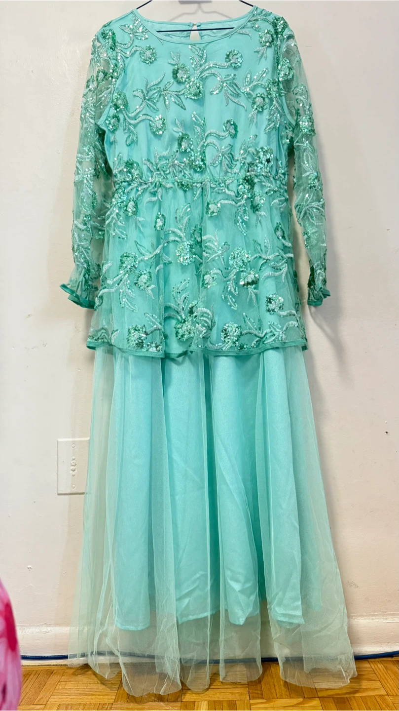 ‼️DECLUTTER‼️Mint Green Sequin Embellished Tulle Dress