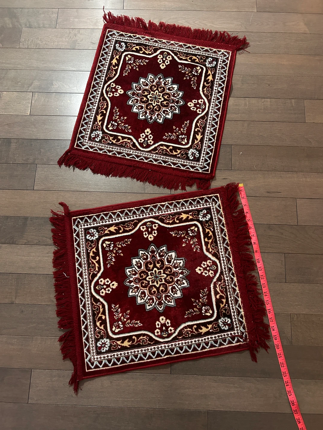 Set of 2 Red Decorative Prayer Rugs