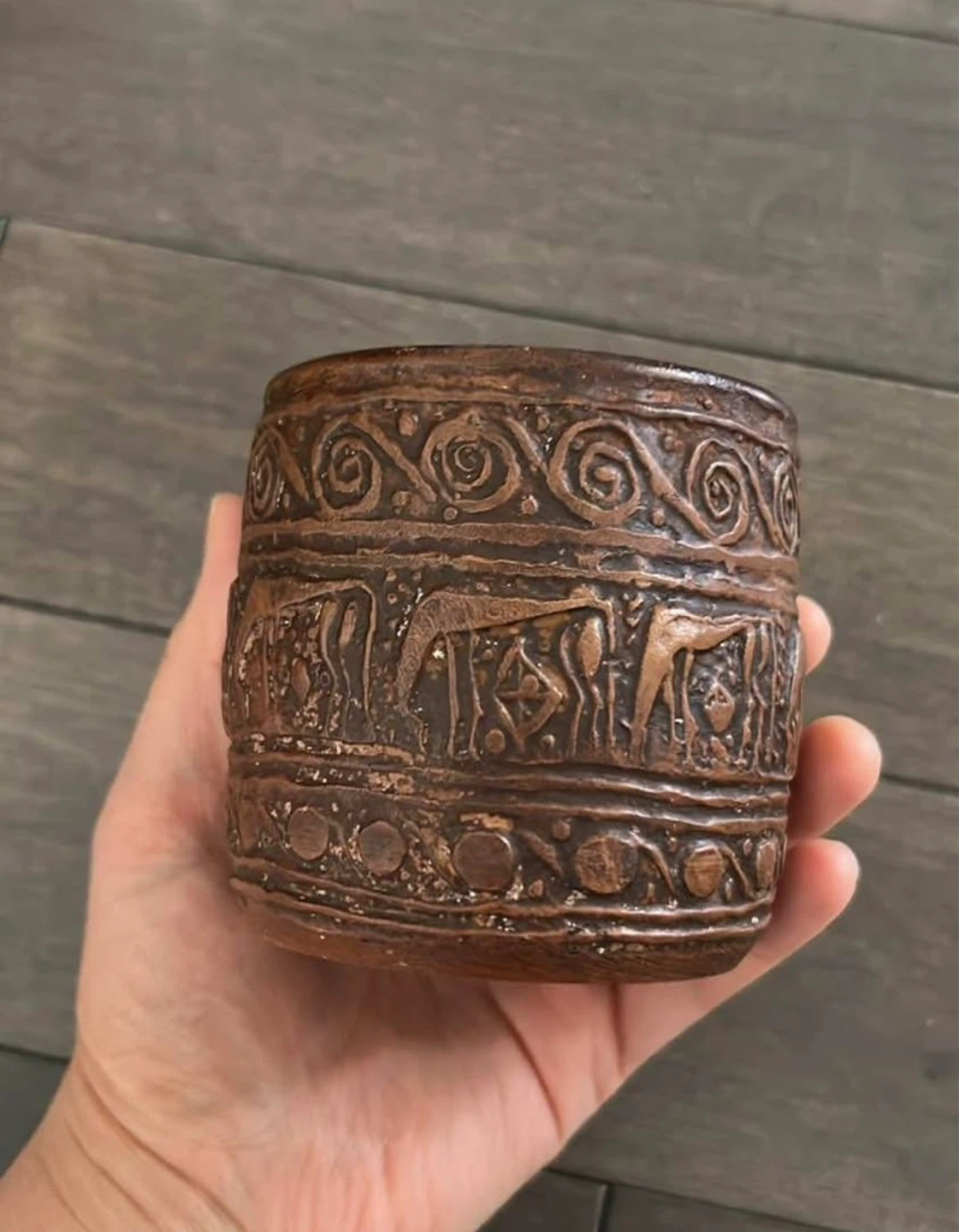 Decorative Ceramic Pot with Embossed Design