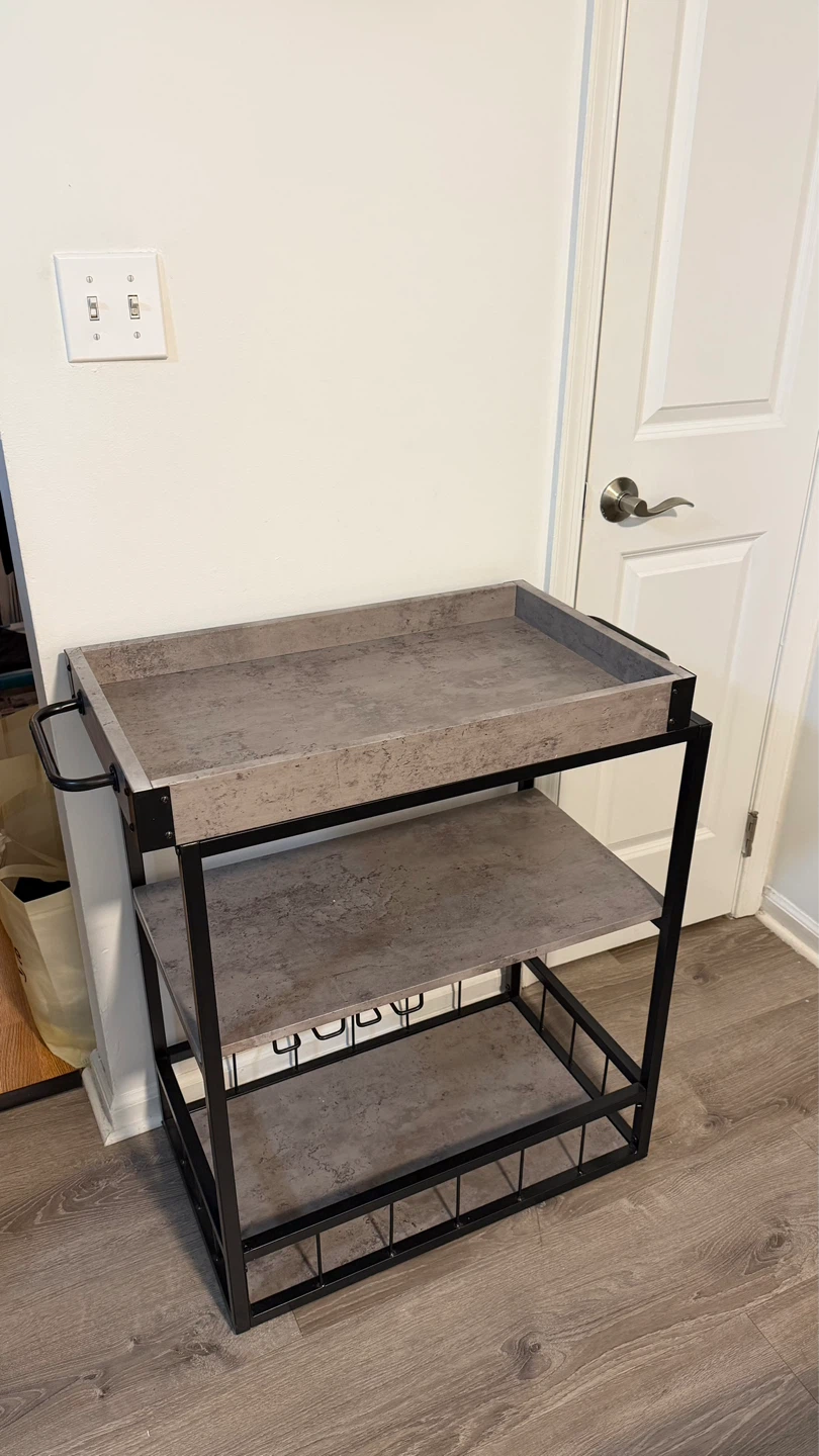 3-Tier Bar Cart with Wine Rack - photo 3
