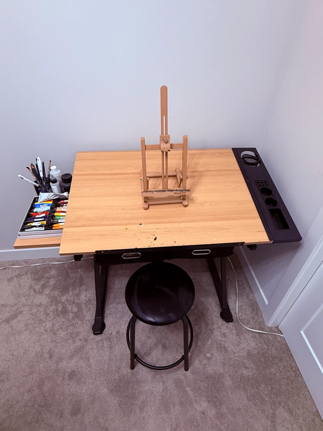 Drafting Table with Stool and Art Supplies - photo 2