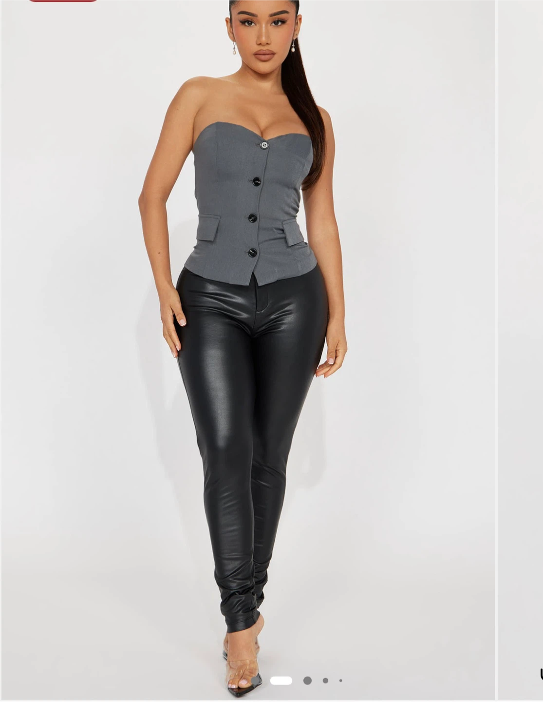 Grey Strapless Button-Up Vest - photo 3