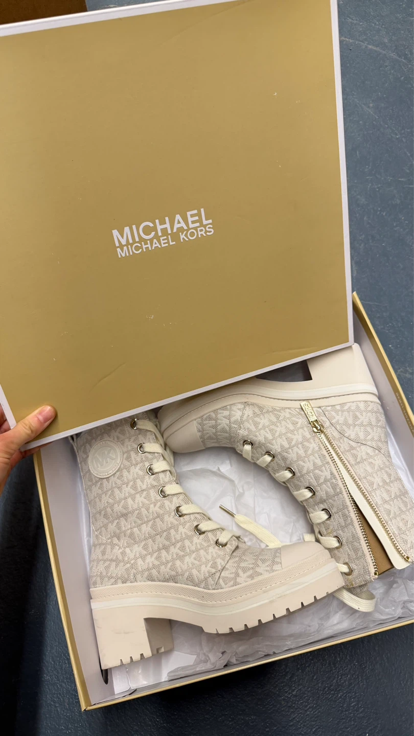 Michael Kors Women's MK Logo Lace Up Zip Boots Size 5.5