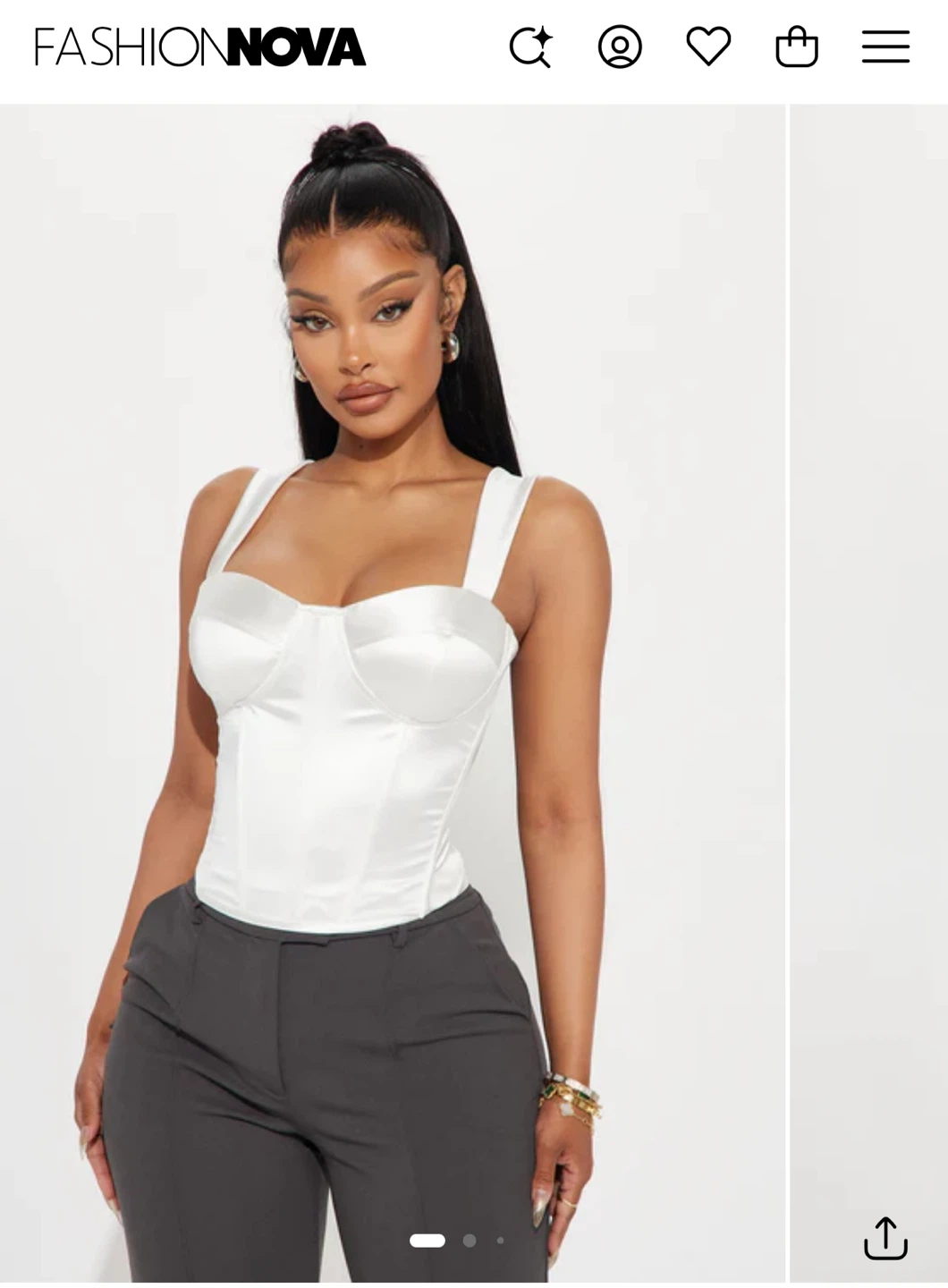 Fashion Nova White Satin Corset Top