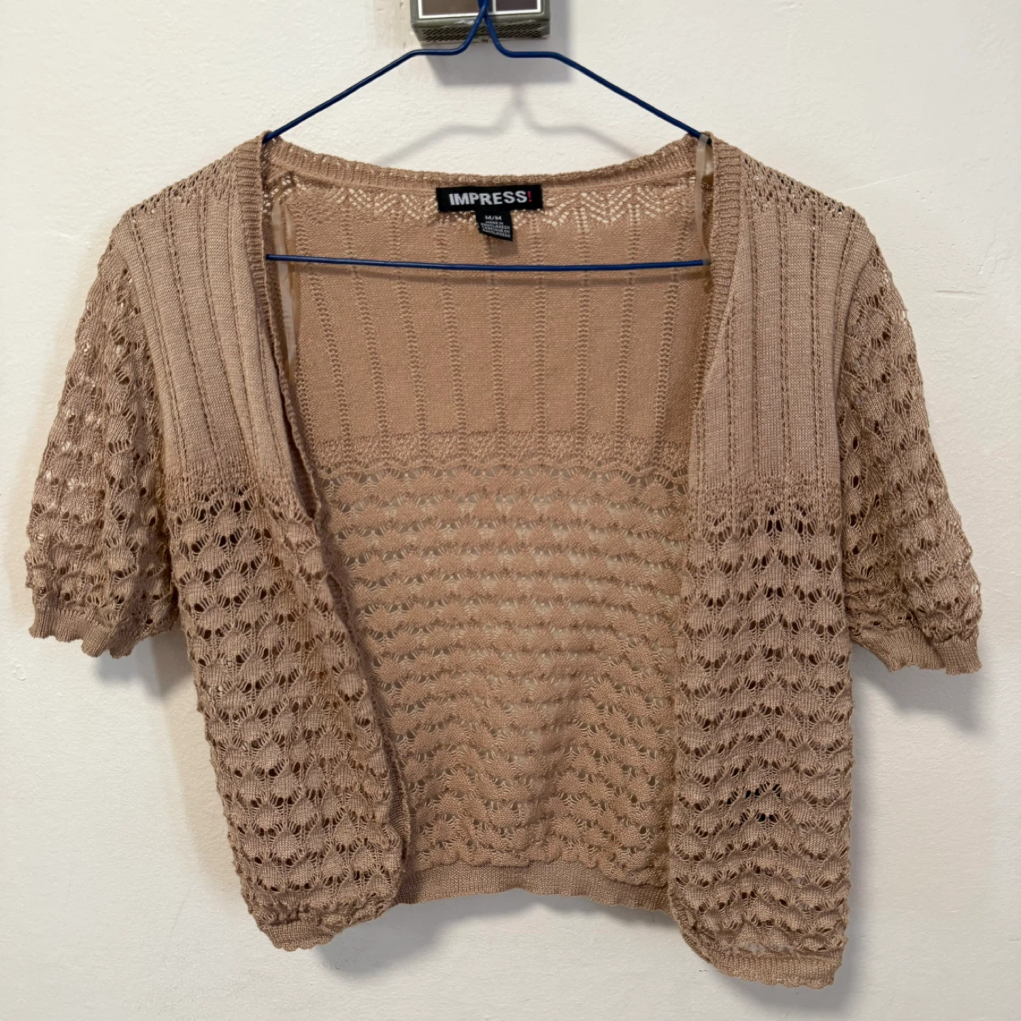 Impress! Women's Knit Cardigan - Beige, Size M/M