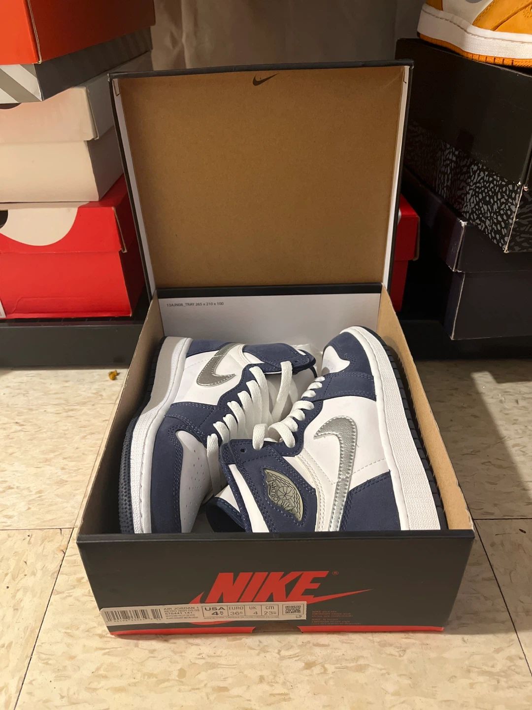 Nike Air Jordan 1 Mid SE Men's Shoes Navy White Size 4.5