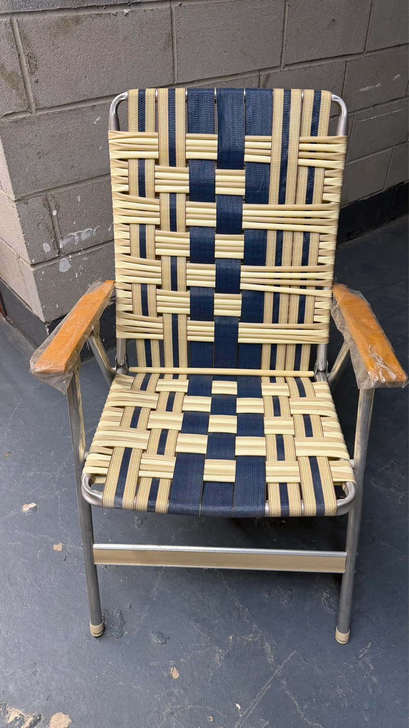 Vintage Woven Webbing Lawn Chairs - Set of 2 - photo 3