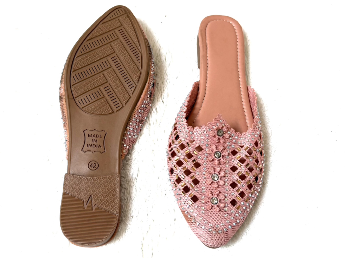 Women's Pink Embellished Mules  Size 8 - photo 4