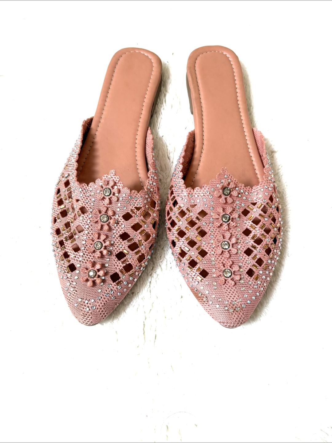 Women's Pink Embellished Mules  Size 8 - photo 2