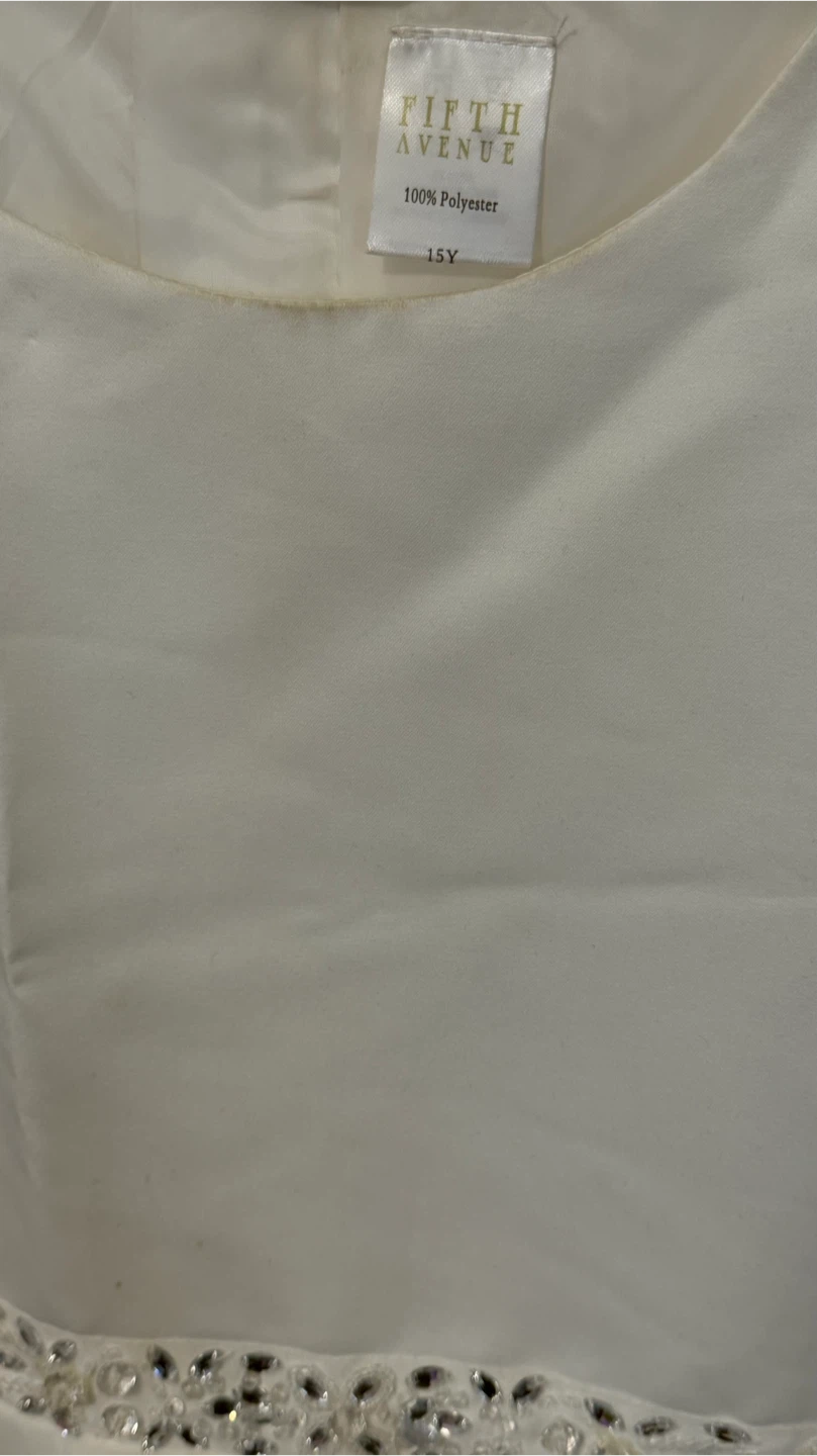 Fifth Avenue White Beaded Waist Dress - Size 12Y - photo 3