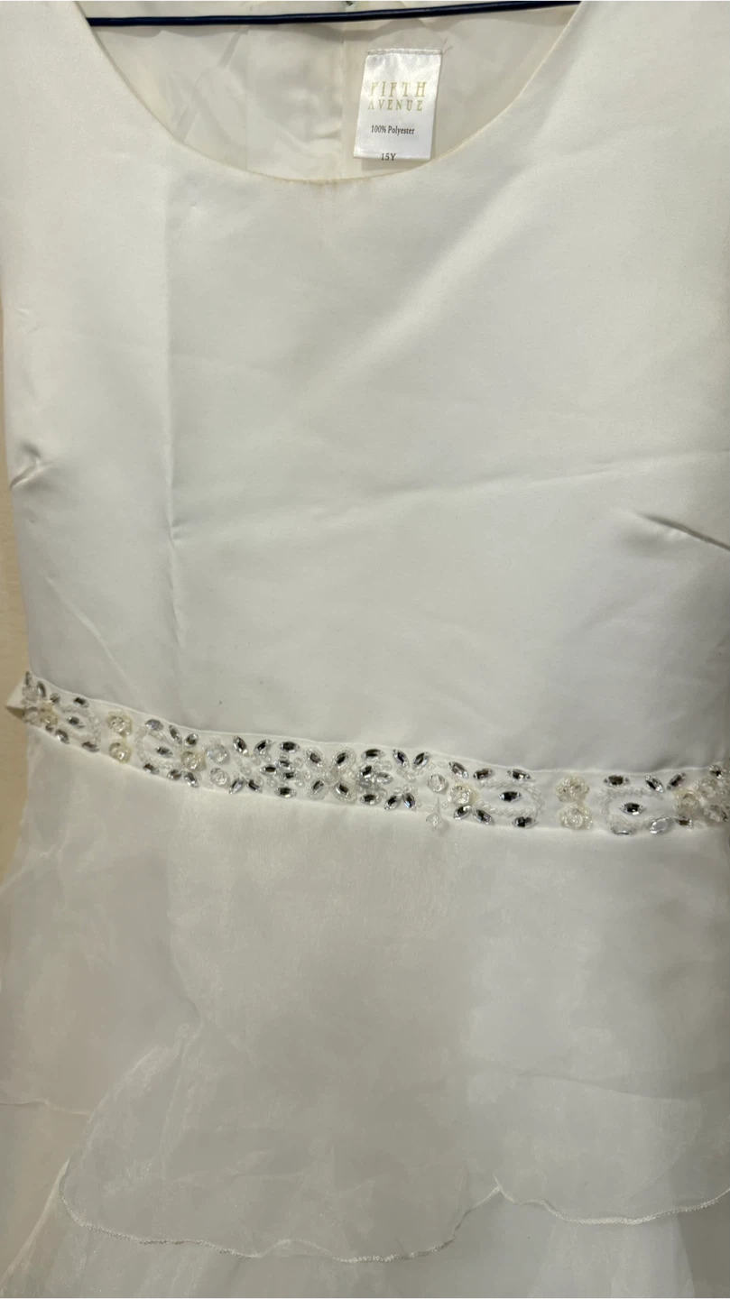 Fifth Avenue White Beaded Waist Dress - Size 12Y - photo 4