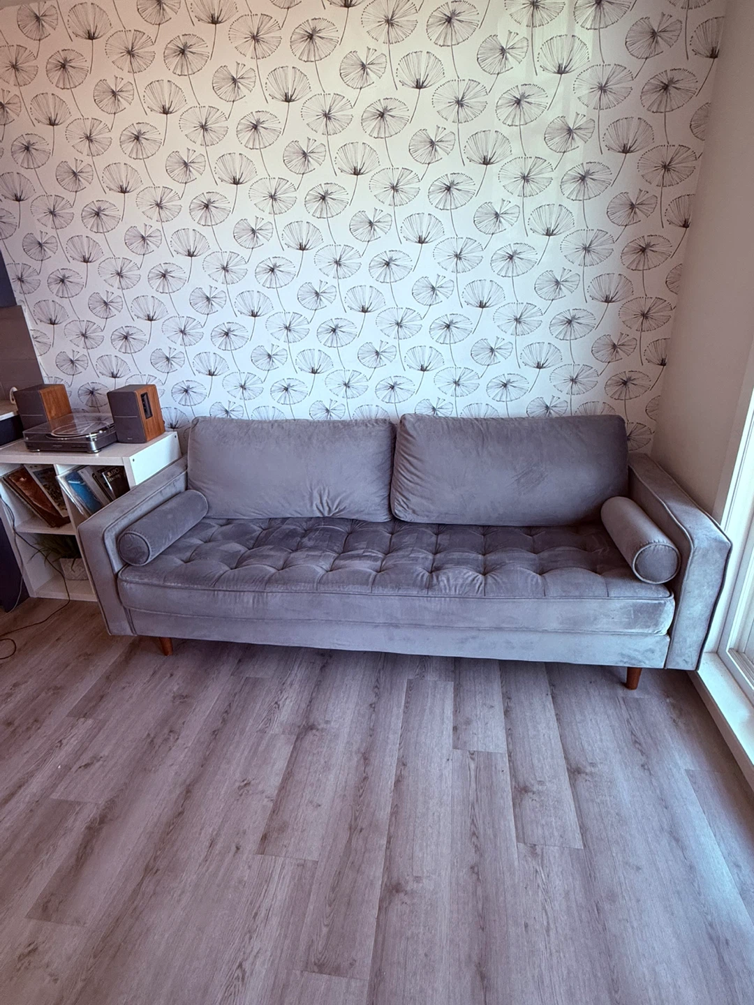 Mid-Century Velvet “Geo” Modern Couch