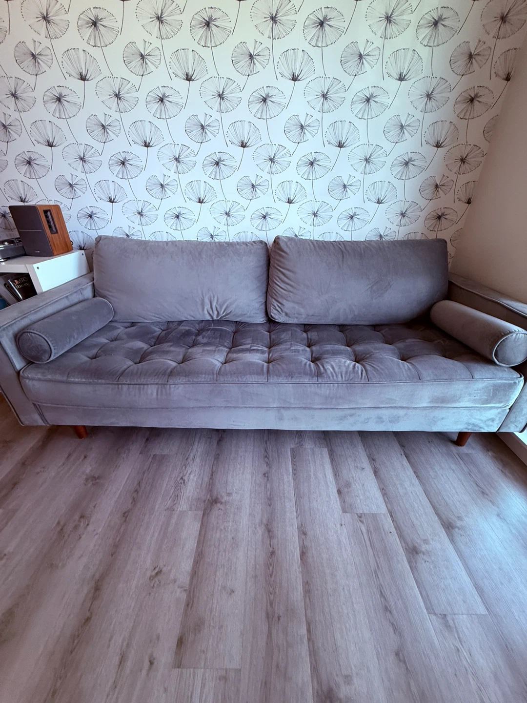 Mid-Century Velvet “Geo” Modern Couch - photo 3