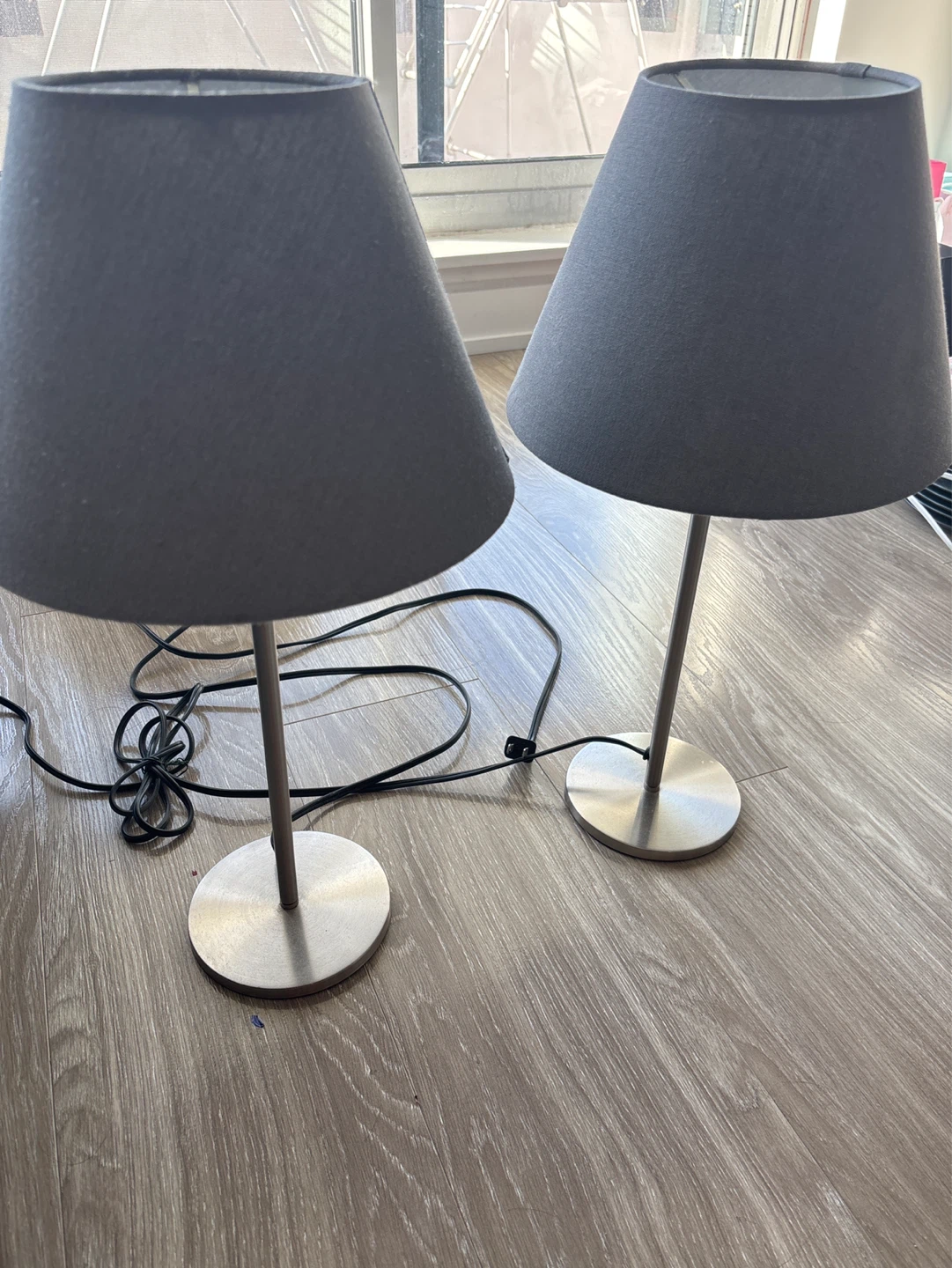Pair of Dark Grey Table Lamps