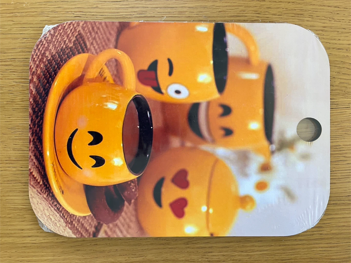 Brand New Wooden Cutting Board with Emoji Mugs Print - photo 2