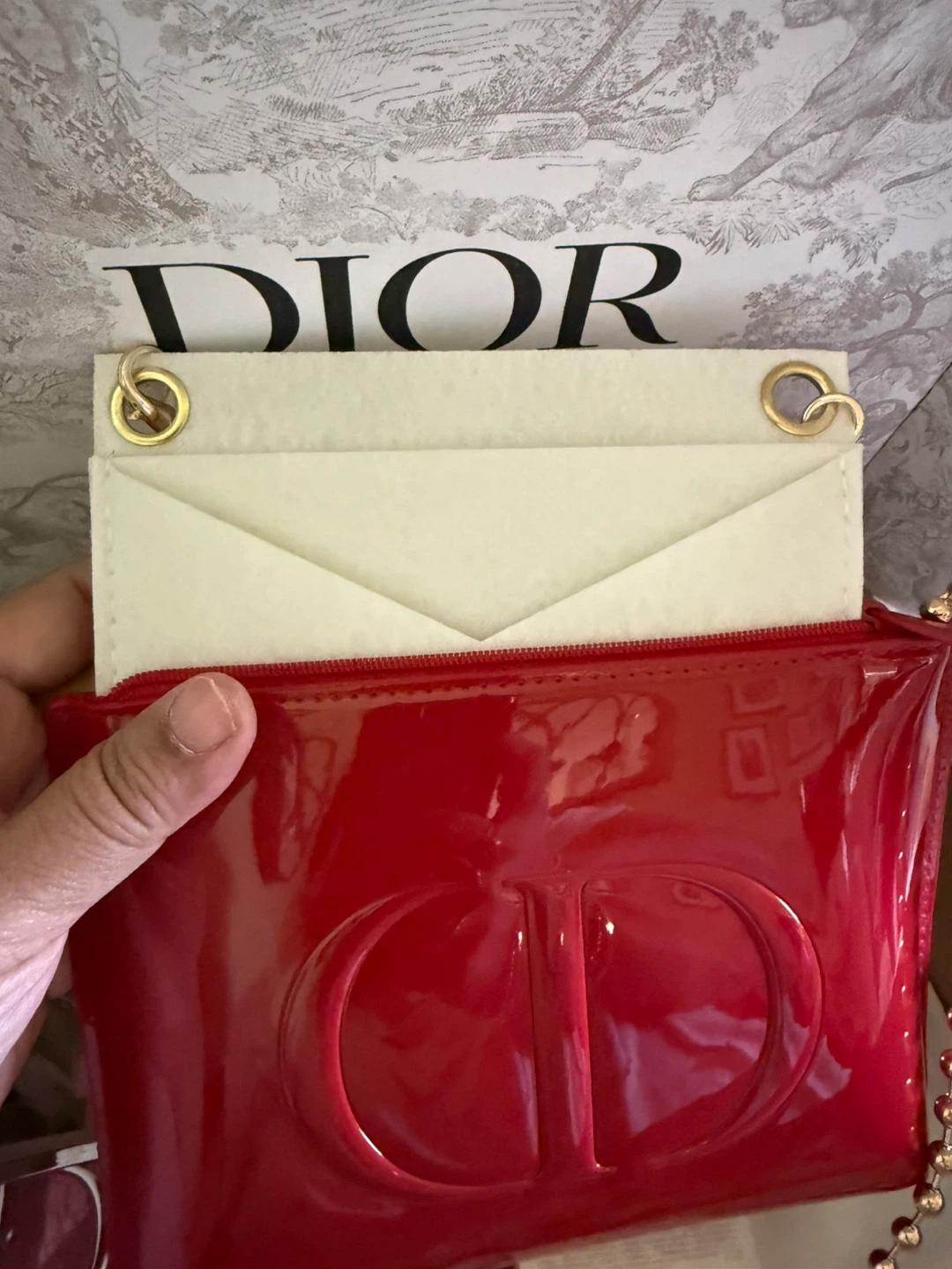 Dior Red Patent CD Clutch Bag with J'adore Perfume & Makeup - photo 2