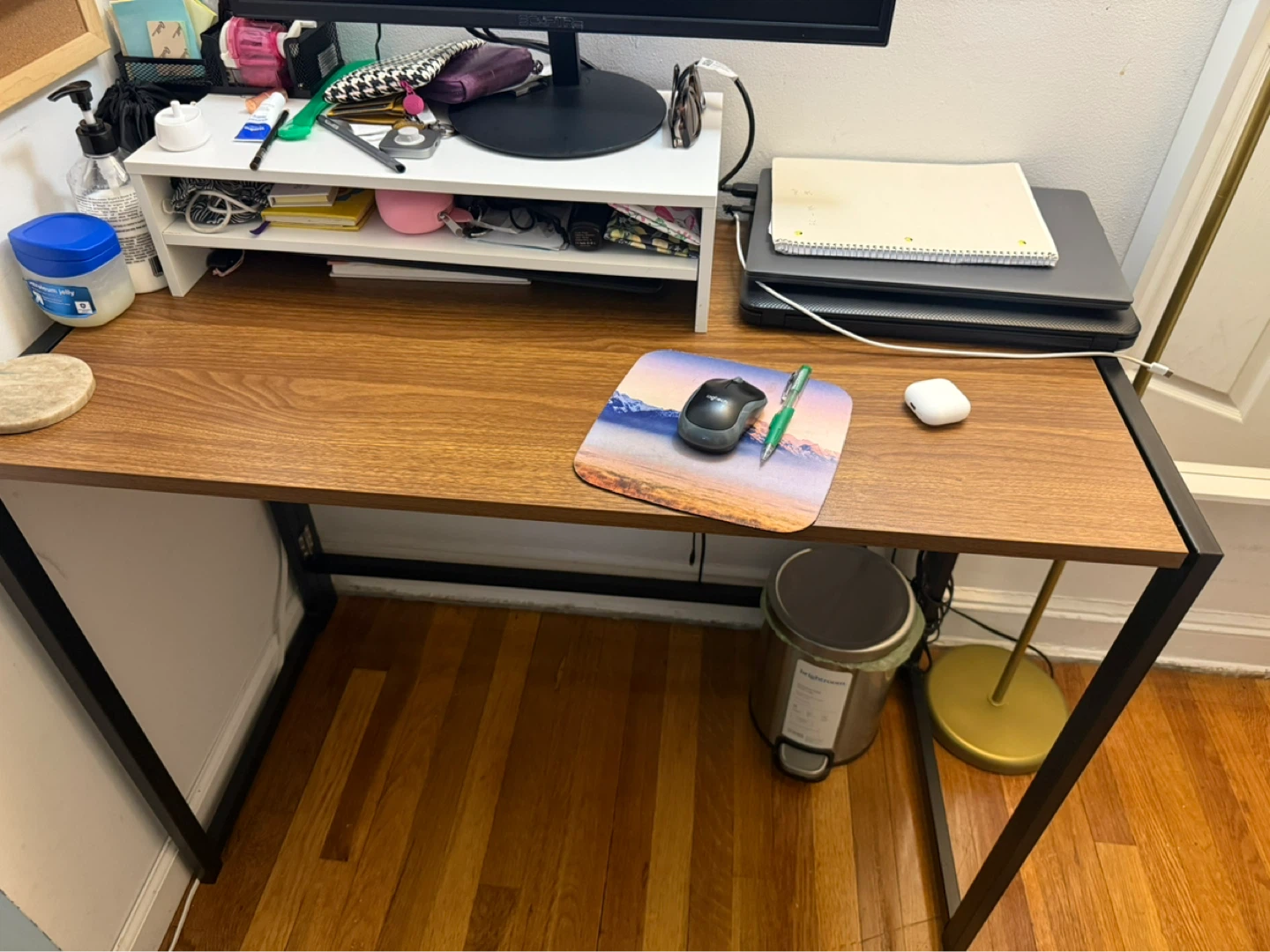 Wood Top Desk with Metal Frame - photo 2
