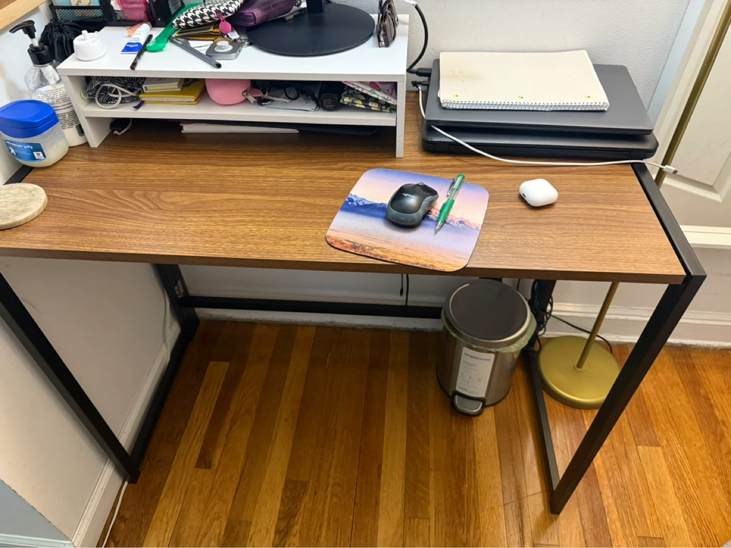 Wood Top Desk with Metal Frame