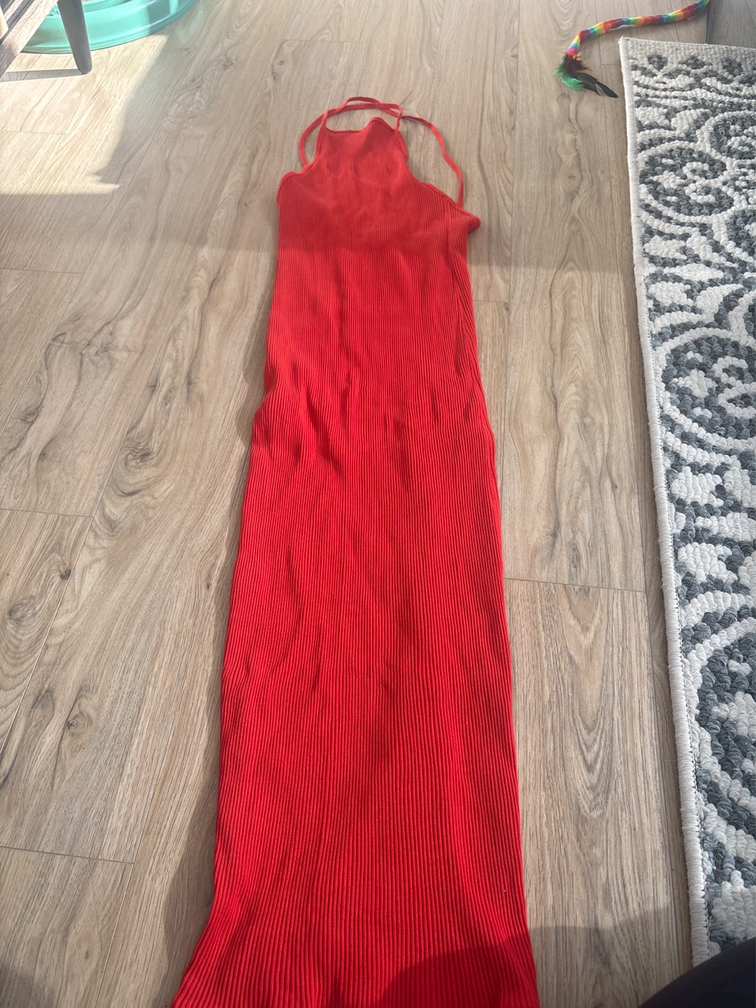 Zara Ribbed Knit Maxi Dress Red Size S
