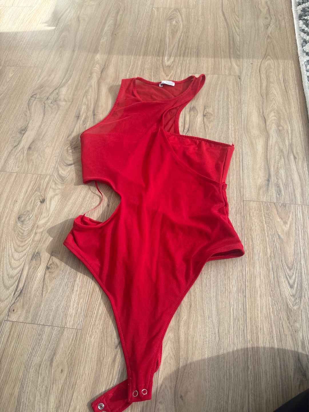 Bershka Red Mesh Bodysuit - Size M