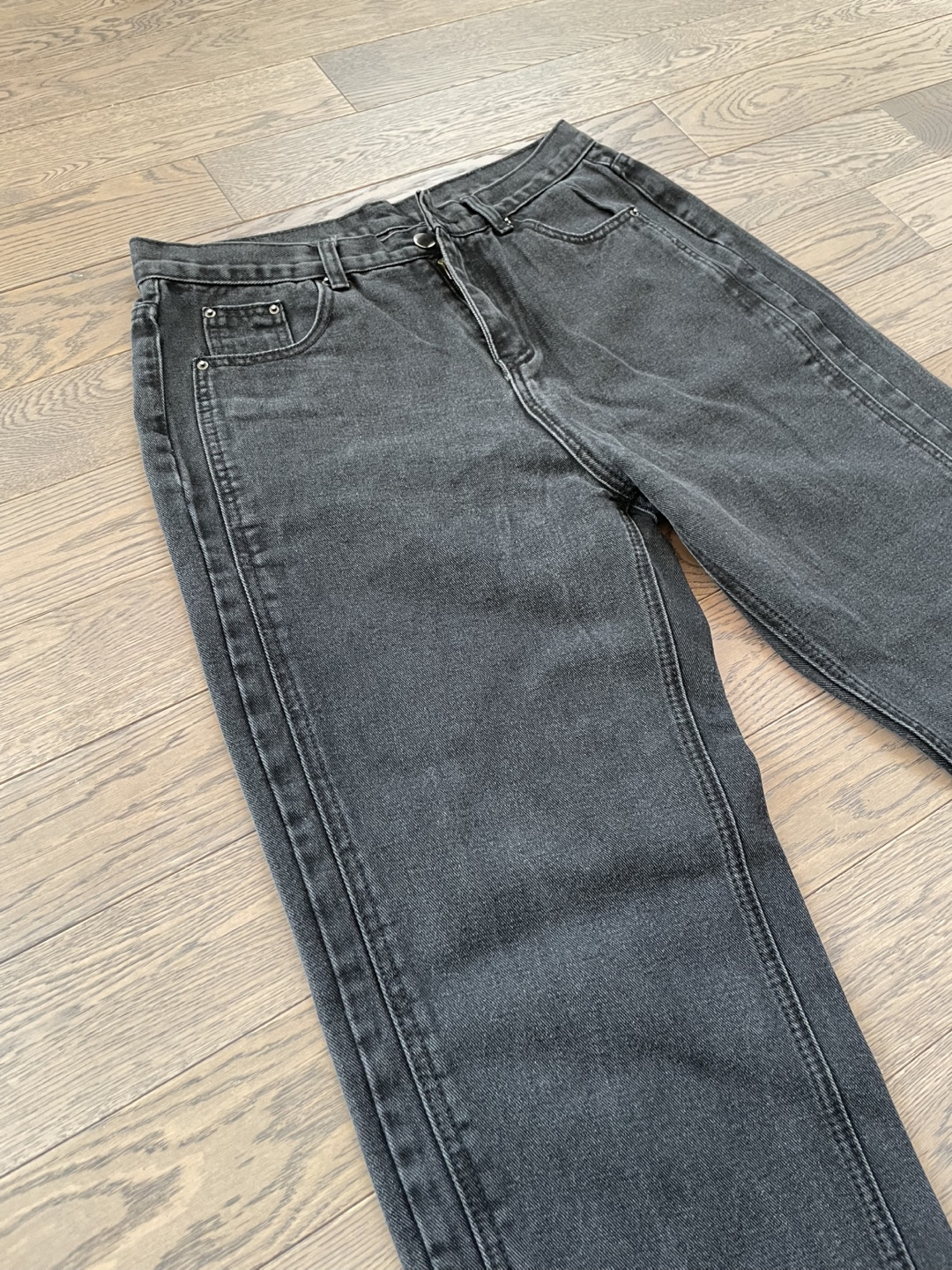 XL, Charcoal Wash Denim Jeans with Split Hem - photo 5