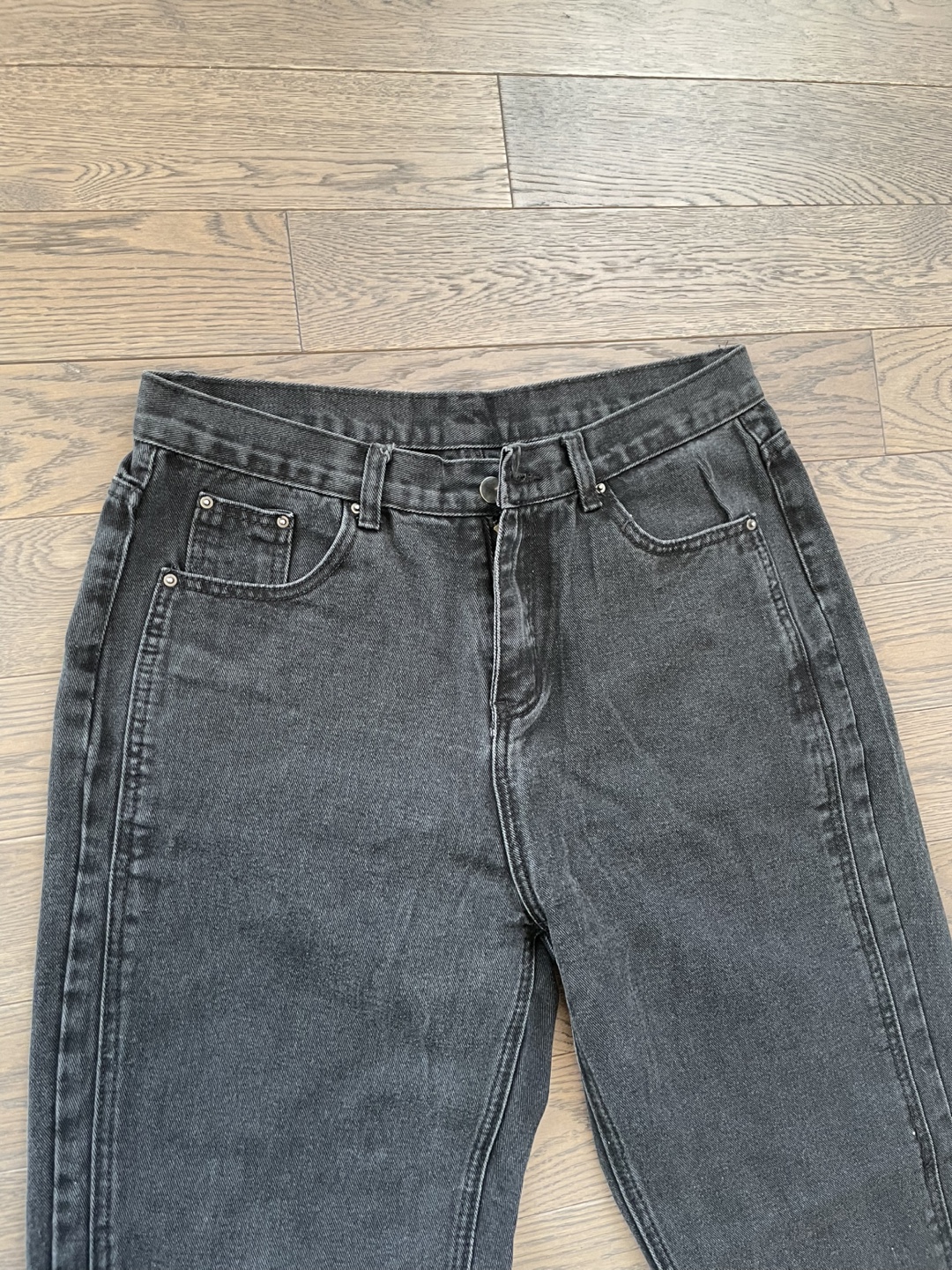 XL, Charcoal Wash Denim Jeans with Split Hem - photo 4